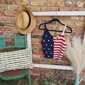 Moon & Madison Red and White Striped Tank Top